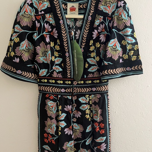 FARM Rio Pants - Farm Rio Flowery Black Jumpsuit